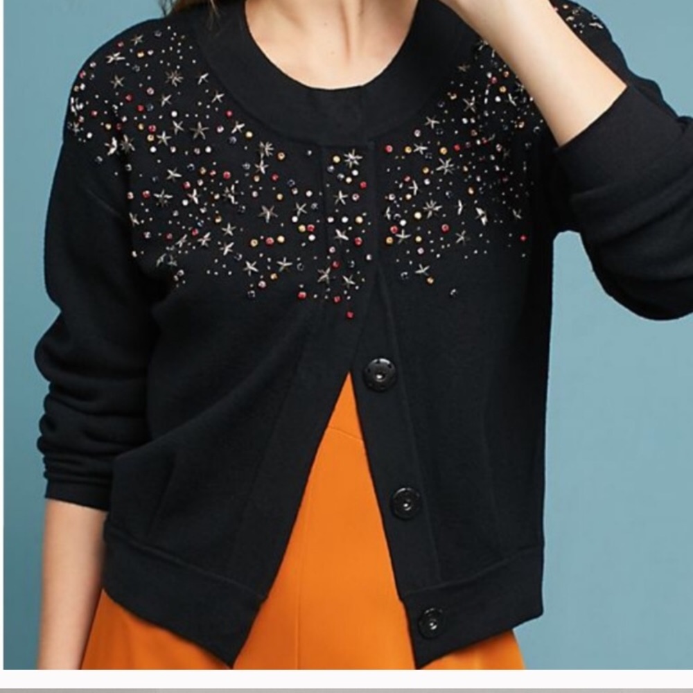 Anthropologie Fallen Star Studded Cardigan